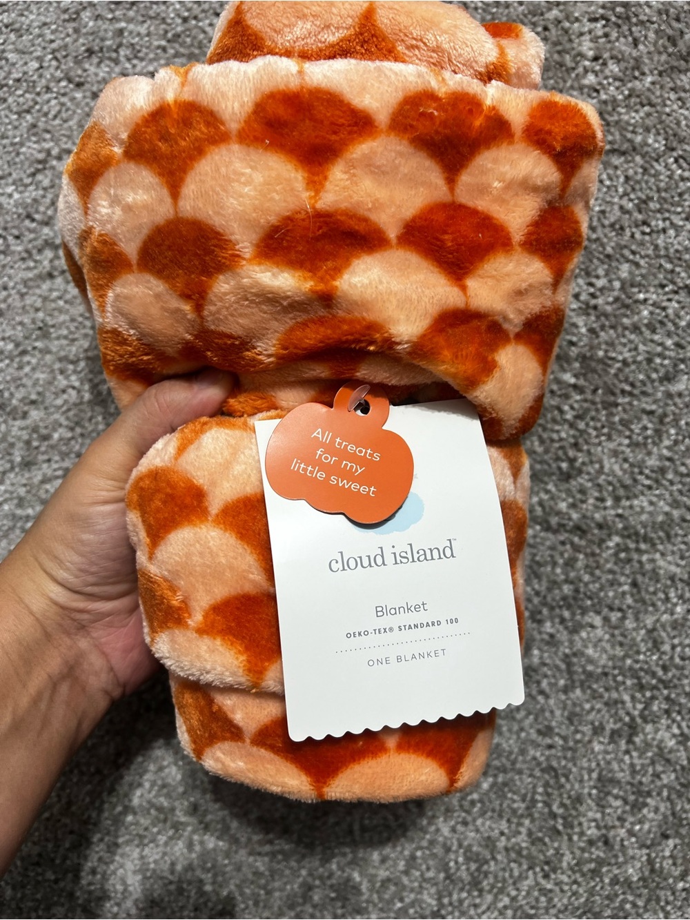 Cloud Island Blanket Orange Scallop 30 inch by 40 inch soft Orange New